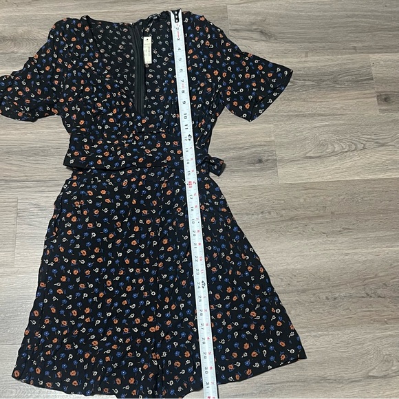 Madewell 2 Wrap-Front Romper Black Prairie Posies Floral Tie Retro L2496 NWT - Picture 8 of 10